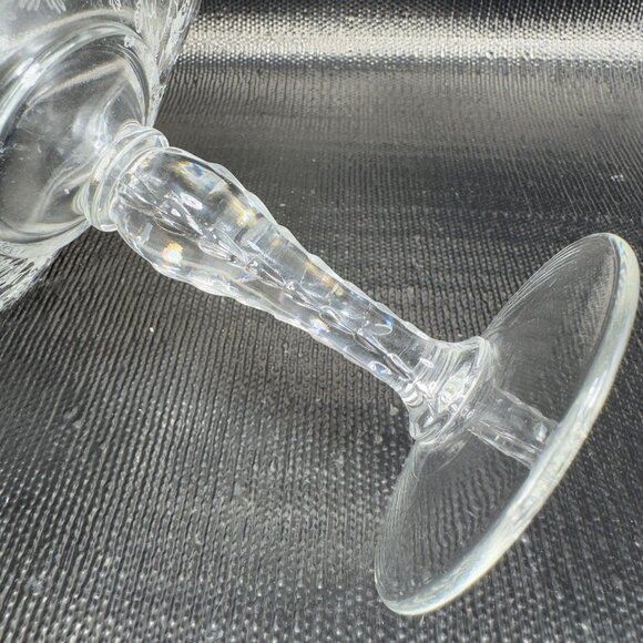 New Martinsville Viking Clear Footed Compote Etched Votives Manganese 365nm Set2 - Picture 12 of 15